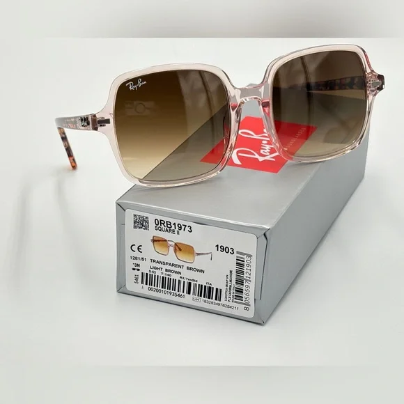 Ray-Ban Transparent Pink Sunglasses with Brown Lenses - Picture 6 of 14